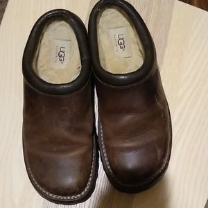 UGG Brown Leather Mules